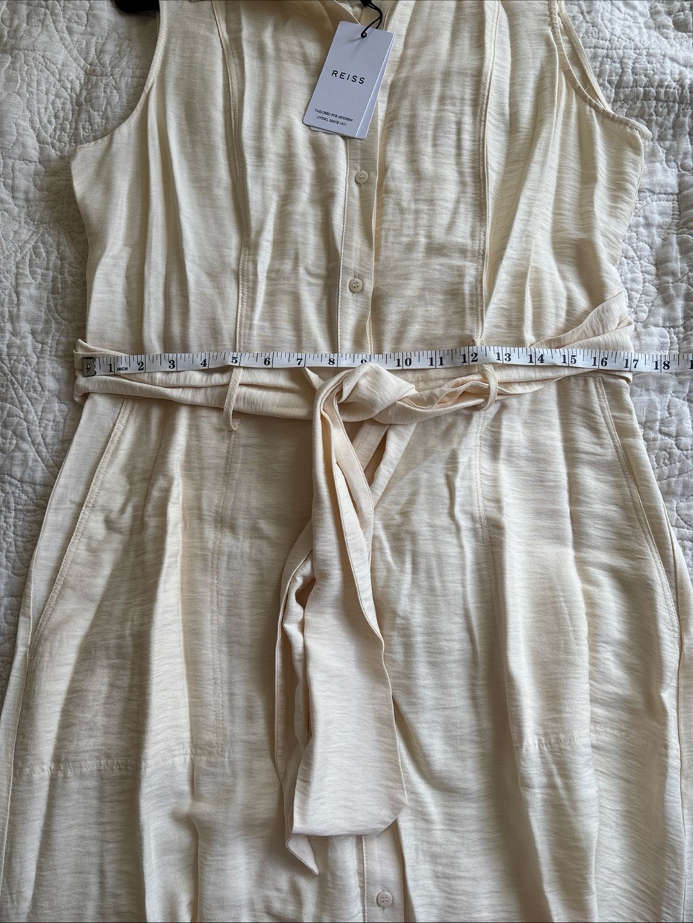 NWT Reiss Morgan Sleeveless Midi Shirt Dress Size 8 Cream - Picture 10 of 12